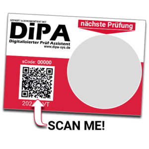 UVV-Plakette mit QR-Code zur eindeutigen Kennzeichnung von Prüfobjekten