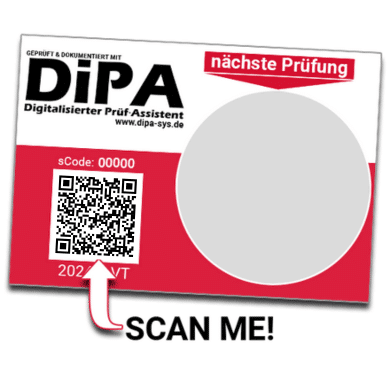 UVV-Plakette mit QR-Code zur eindeutigen Kennzeichnung von Prüfobjekten