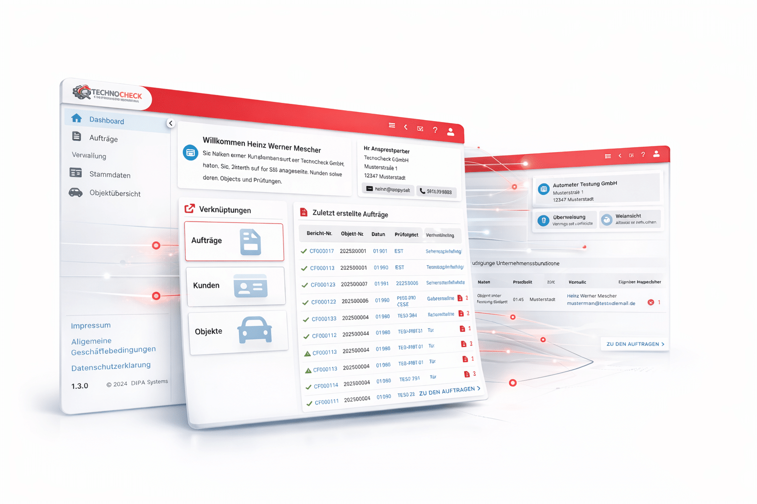 Benutzeroberfläche für Auftragsverwaltung
