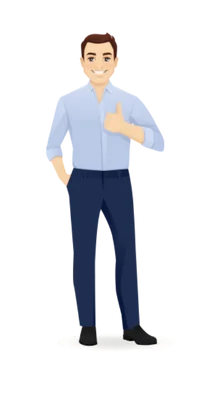 Pruefer-Persona mit Daumen hoch - sympathische Figur der DiPA Pruefsoftware